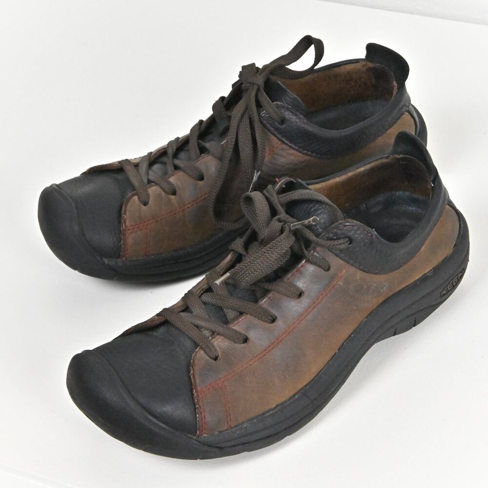 Keen Barika Leather Lace Up Hiking Trail Casual Brown Oxford Sneakers US6 UK3.5